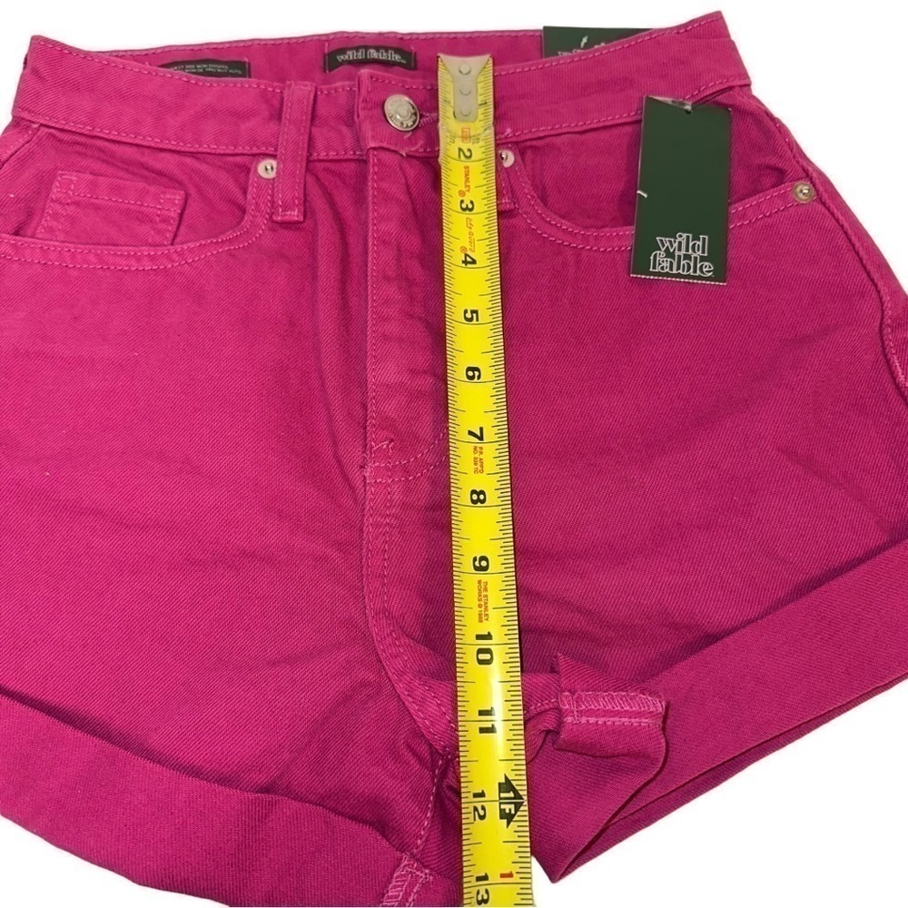 WILD Fable Highest Rise Mom Jean Cuffed Shorts in Fuchsia Pink - Picture 7 of 13